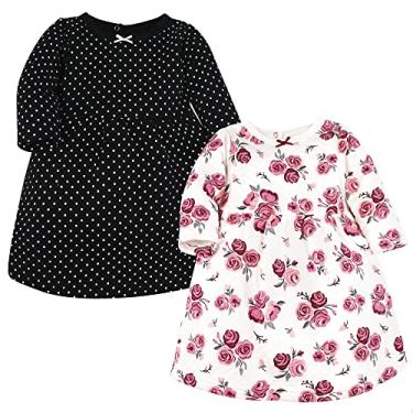 Imagem de Hudson Baby Vestidos de algodão para bebês meninas, Rosa Borgonha, 3-6 Meses