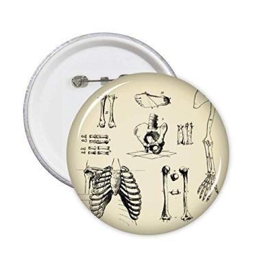 Imagem de Esqueleto humano Lucky Sketch alfinetes redondos emblema botão decoração acessório 5 peças