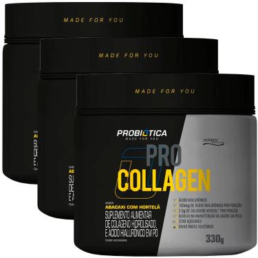 Imagem de Kit 3 Pro Collagen Abacaxi com Hortelã 330g Probiotica 