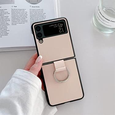 Imagem de Capa de telefone com fivela de anel de cor sólida simples e luxuosa para Samsung Galaxy Z Flip 3 4 5G Z Flip4 Flip3 Zflip4 Zflip3 Capa,C,para Z Flip 4
