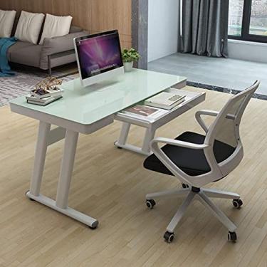 Imagem de Mesa de computador Simples e moderna mesa de computador de vidro temperado mesa de computador de mesa, mesa de computador de escritório, mesa de estudo para estações de trabalho de escritório em casa