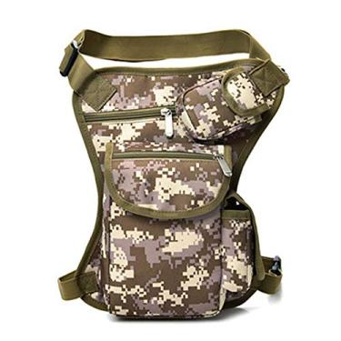 Imagem de Elonglin Bolsa tática masculina de lona para caminhadas de motocicleta acampamento, Camuflagem verde, 32*23*6CM, Macio