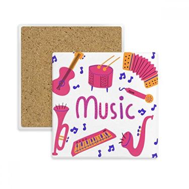 Imagem de Trombone Guitar Music Instrument Pattern Quadrado Porta-copos Porta-copos Caneca Suporte Subplaca Pedra de Isolamento