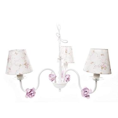 Imagem de Potinho de Mel Lustre Com 3 Lâmpadas Simples 6 Flores Quarto Bebê Infantil Menina Rosa Pequeno