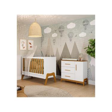 Imagem de Berço Americano e Cômoda Retrô Guti Moveis Peroba MDF