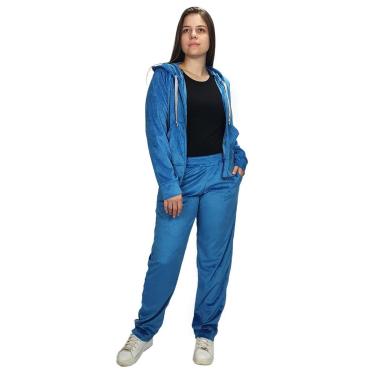 Imagem de Conjunto Agasalho Veludo Plush Feminino Peluciado Quentinho - Azul Céu-Feminino