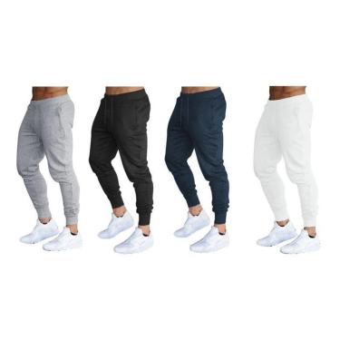 Imagem de KIT 02 Calças Moletom Masculina Jogger Slim Fit Básica Lisa M9-Masculino