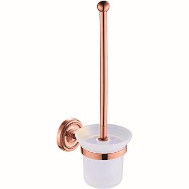 Imagem de Prateleira de toalha de bronze ouro rosa vintage saboneteira porta-escovas de dentes de metal fixado na parede para secador de cabelo conjunto de pingente de toalha de banheiro, 9