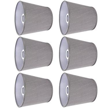 Imagem de Abajur Lustre, 6 PCS Abajur Lustre Seguro e Confiável Abajur Moderno Tecido Ferro Cinza Pingente Iluminação Abajur para Lâmpada de Parede E14, Abajures