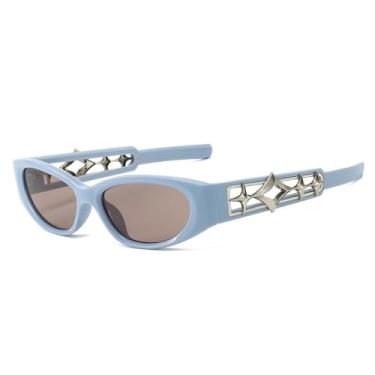 Imagem de Óculos de sol homens mulheres quatro pontas estrela quadro gato olho estilo óculos uv400 multi cores, c6, um tamanho