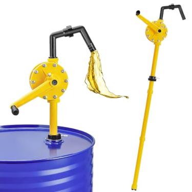 Imagem de Bomba de tambor de 15-55 galões, fluxo de 10 GPM, bomba de líquido químico resistente à corrosão, bomba de barril rotativo operada manualmente projetada para transferência rápida de água, combustível,