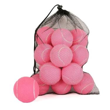Imagem de MRYCZ FYRHD Pacote com 12 bolas de tênis, bolas de tênis de treinamento de pressão avançada, bolas de cachorro de estimação, bolas de tênis de treino com bolsa de malha e amortecedores para transporte e treinamento para iniciantes