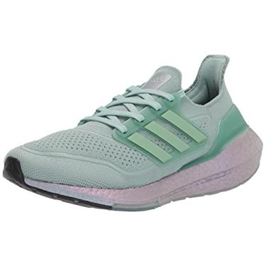 Imagem de adidas Tênis de corrida feminino Ultraboost 21, Verde neblina/verde neblina/óxido azul, 41