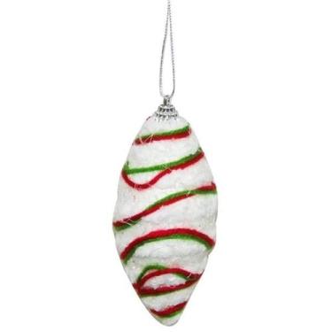 Imagem de Enfeite de Natal Oval Vermelha/Branco Topo de Arvore 13cm - Zona Livre