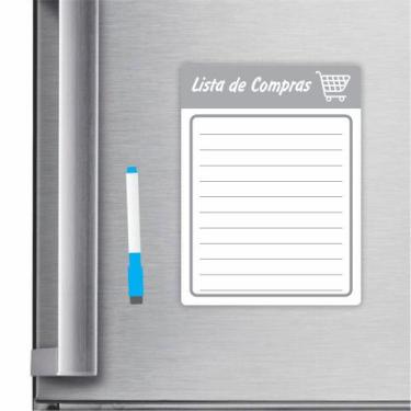 Imagem de Imã De Geladeira Planner Lista De Compras 20x15cm Cinza - Micro Oficin