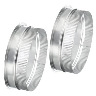 Imagem de PATIKIL Colar de duto de 20 cm, 2 peças de flange de conector de duto de ferro galvanizado, encaixe de duto de ar para aquecimento, resfriamento, ventilação HVAC, escritório doméstico