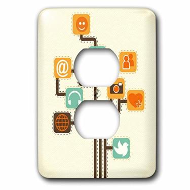 Imagem de 3dRose lsp_104600_6 Capa de tomada com 2 plugues com ícones de internet de redes sociais