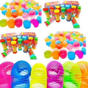 Imagem de 10 Bolha De Sabão+ 10 Mola Maluca N+ 10 Geleca Slime Pra Kit Festa Lem