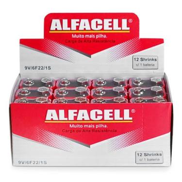Imagem de Bateria 9v Pilha Retangular Alfacell Caixa com 12 Unidades