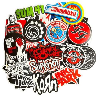 Imagem de 52 Adesivos Rock Blink 182 Slipknot Linkin Park Nirvana Blur Decoração