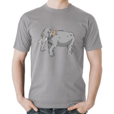 Imagem de Camiseta Algodão Elefante Ilustração - Foca na Moda, Cinza, GG