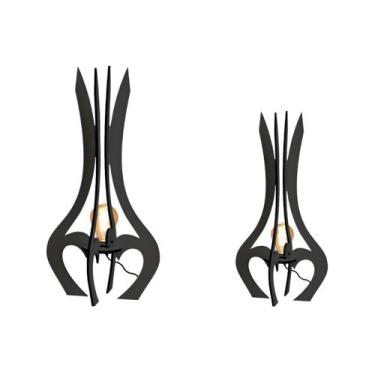 Imagem de Luminária de Chão MDF PALACE - CORALISA, Preto, Kit com 2 - 85x45cm e 