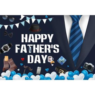 Imagem de Baocicco 3 x 2,4 m, cenário de fundo feliz dia dos pais, gravata azul, terno masculino, fundo fotográfico, para festivais, festa familiar, decoração de festa dos pais, cavalheiros, adultos, pai,