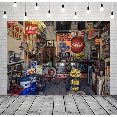 Imagem de BELECO 3 x 2,4 m Rota de tecido 66 posto de gasolina Museu Garagem Pano de fundo para fotografia Rota histórica 66 Arizona, EUA fundo Photo Booth Estúdio Adereços