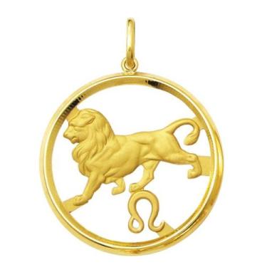 Imagem de Pingente Signo Redondo Grande 2.8cm Ouro 18k K470 - Fab Joias, LEAO, A