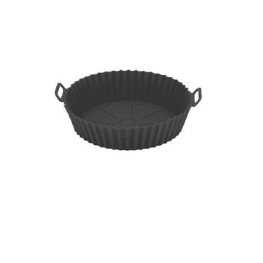 Imagem de Forro Para Air Fryer 4 Litros Redonda  20cm em Silicone Preto UnyHome