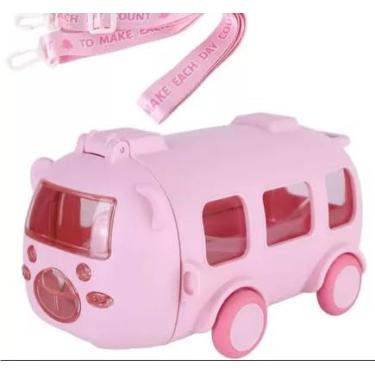 Imagem de Garrafa de água Bus fofa para ônibus com alça para carro Pequeno copo de água desenho brinquedo portátil carrinho (Rosa)