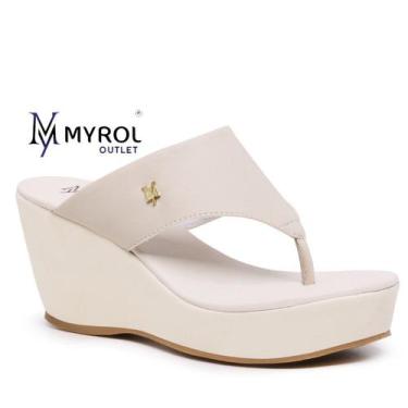 Imagem de Tamanco Feminino Sandália De Dedo Plataforma Anabela Meia Pata Off Whi