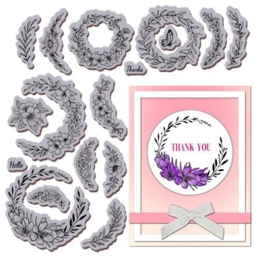 Imagem de GLOBLELAND Carimbo de borracha aderente de guirlanda rosa 22 x 17,8 cm guirlanda de EVA selos de borracha para scrapbook faça você mesmo e faça cartões, decoração de artesanato de papel