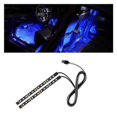 Imagem de Fita de LED universal para carro, porta USB, lâmpada decorativa de interior automotivo, luz noturna ambiente sob o painel, 24 LEDs RGB neon para atmosfera interna, luzes LED ambiente para SUV de carro