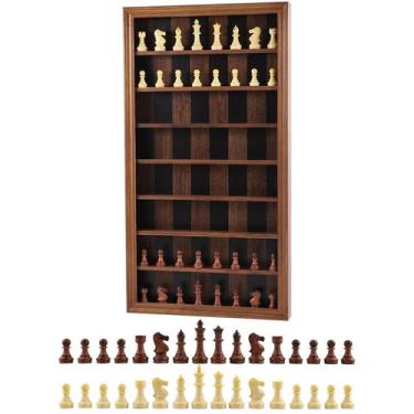 Imagem de Conjunto de xadrez de jogo de tabuleiro montado na parede Wahartoly Wo