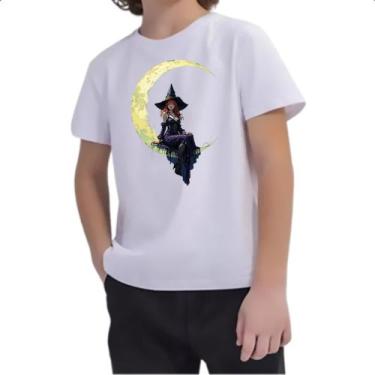 Imagem de Camiseta Infantil Bruxa sentada na lua minguante - Alearts, 4
