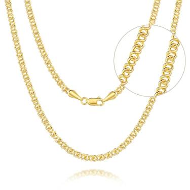 Imagem de ckuscapo Corrente de ouro de 3,2 mm 14K para homens e mulheres, correntes de elos cubanos dourados para homens, colar de ouro delicado para mulheres, colar de corrente que não mancha, masculino forte