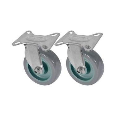 Imagem de Kit 2 un roda rodízio fixo pvc bp 5 polegada 130mm móveis - AJAX