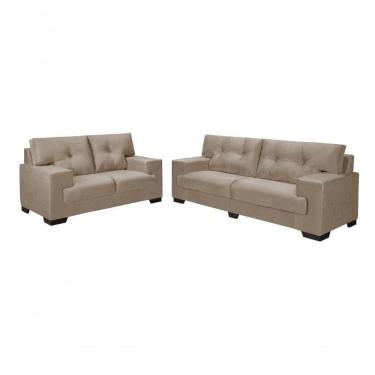 Imagem de Sofá Julia Conjunto 2 E 3 Lugares Império Estofados Veludo Areia 162