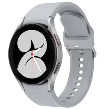 Imagem de KIMAIXA Pulseira de substituição compatível com Samsung Galaxy Watch 5 de 40 mm, 44 mm/5 Pro, 45 mm/Galaxy 4 de 44 mm/Galaxy Classic 42 mm e 46 mm, pulseira esportiva de silicone macio para mulheres e homens, cinza oficial