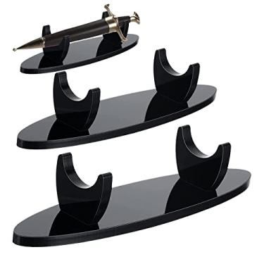Imagem de WANLIAN Suporte De Exibição Adaga Acrílico Para Mesa, Porta-Espada E Faca (Oval Preto, 2 Pacotes)