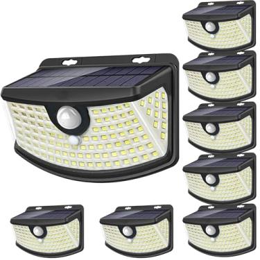 Imagem de Aootek Novas Luzes Solares Com Sensor De Movimento, 120 Leds E Refletor, Ângulo Amplo 270°, À Prova D'Água Ip65, Para Portas Entrada, Quintais, Garagens Decks (Pacote 8 Botões Frontais)