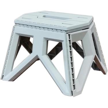 Imagem de Banquetas dobráveis para uso externo Banquetas quadradas para camping Banquetas de plástico portáteis 29 * 20 * 23.5CM (Branco)