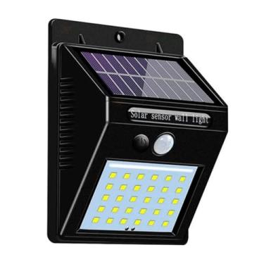 Imagem de Luminária Solar Arandela 30 Leds Com Sensor Presença À Prova De Respingos Autônoma Bateria Recarregável Jardim Garagem Corredor Muro Varanda