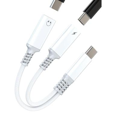 Imagem de Adaptador de entrada de fone de ouvido duplo USB C divisor DAC tipo C (2 em 1) para iPhone 16 15 Pro Max para Apple, compatível com Samsung Galaxy, cabo de áudio, dongle, cabo auxiliar de carro, porta