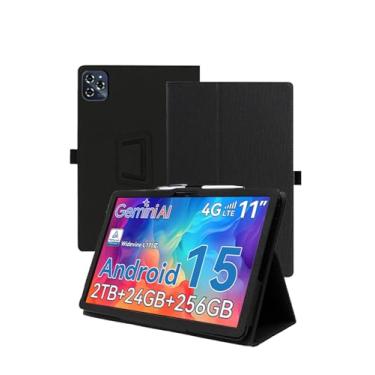 Imagem de Capa para tablet TABWEE W90 Android 15 11 polegadas, capa fólio de couro premium WUNIAK para tablet TABWEE W90 Android 15 11 polegadas com alça de mão para tablet, preta