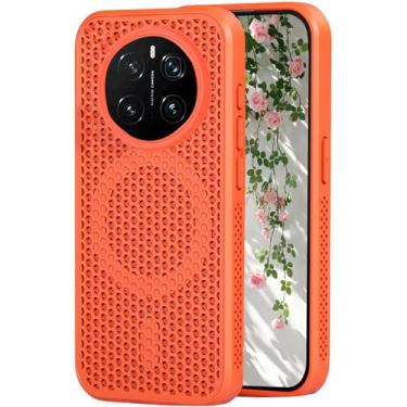 Imagem de Ephoou Capa de resfriamento para Honor Magic7 Pro com anel magnético, malha de dissipação de calor, capa fina de policarbonato rígido à prova de choque para Honor Magic7 Pro SR-Laranja