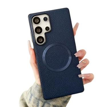 Imagem de Capa magnética para carregador sem fio com estampa de lichia (para Samsung S25Plus/azul-marinho)