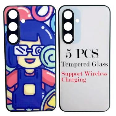Imagem de JUSTRY 5 peças de capa de telefone de sublimação em branco compatível com Samsung Galaxy S24 FE, compatível com carregamento sem fio, fácil de sublimar, capa móvel de TPU macio personalizada DIY com