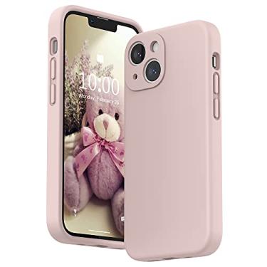 Imagem de SURPHY Capa compatível com iPhone 13 Mini com protetor de tela, (proteção da câmera e forro de microfibra macia) Capa de telefone de silicone líquido de 5,4 polegadas 2021, areia rosa